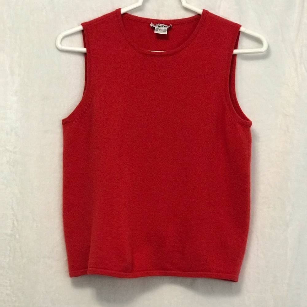 Birch Hill womens red sweater vest. Cashmere.